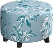protect your ottoman in style: h.versailtex super stretch slipcover with soft and thick fabric in aqua color logo