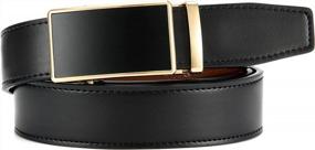 img 2 attached to Men'S Micro-Adjustable Leather Ratchet Belt - 1 3/8" Width For Casual Jeans - Fits All Sizes And Occasions
