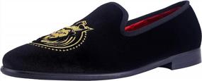 img 3 attached to 👞 ELANROMAN Vintage Embroidered Smoking Loafers