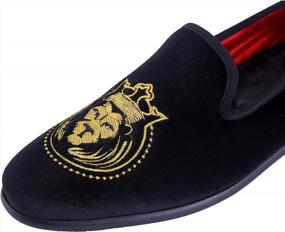 img 2 attached to 👞 ELANROMAN Vintage Embroidered Smoking Loafers