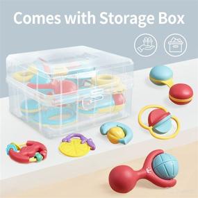 img 1 attached to Eners 16 Pcs Baby Rattle Teethings Toys: Grab, Spin & Shake for Infants 0-12 Months - Includes Storage Box