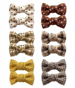 img 4 attached to 12Pcs Baby Girl Hair Bow Clips, Boutique Barrettes Fully Lined Alligator Clip For Infants Toddler Little Girls By Cherssy