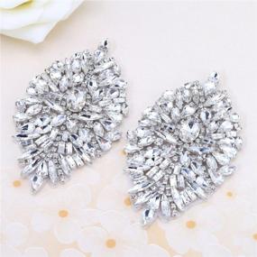 img 1 attached to 👠 Silver Rhinestone Iron-On Patch Motif Applique DIY Crystals Hot Fix Patch for Shoes - Pack of 2 (Size: 4.1" x 2.28")