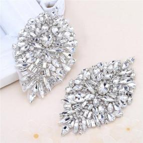 img 2 attached to 👠 Silver Rhinestone Iron-On Patch Motif Applique DIY Crystals Hot Fix Patch for Shoes - Pack of 2 (Size: 4.1" x 2.28")