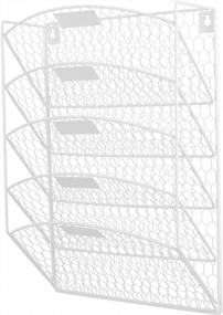 img 3 attached to White Chicken Wire Wall Mount File Rack Folders With 5 Tiers - TQVAI Wall Hanging File Holder
