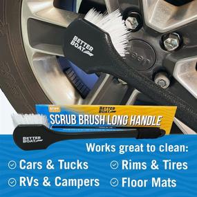 img 3 attached to Versatile Long Handled Stiff Scrub Brush - Ideal for Tire, Outdoor, Boat, and Carpet Cleaning