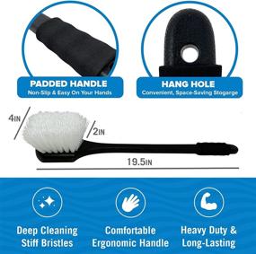 img 2 attached to Versatile Long Handled Stiff Scrub Brush - Ideal for Tire, Outdoor, Boat, and Carpet Cleaning