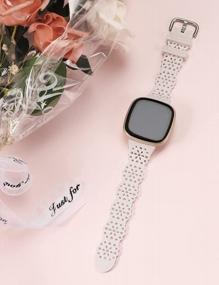 img 2 attached to Women'S Soft Silicone Replacement Strap For Fitbit Sense/Sense 2 Band/Versa 3/Versa 4 - Dressy Lace Flower Cut-Outs, Breathable & Waterproof!