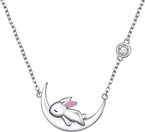 img 4 attached to 925 Sterling Silver Cute Animal Moon Pendant Necklace For Women Birthday Jewelry Gifts