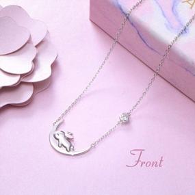img 2 attached to 925 Sterling Silver Cute Animal Moon Pendant Necklace For Women Birthday Jewelry Gifts