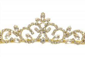 img 2 attached to Bridal Princess Rhinestones Crystal Flower Wedding Tiara Crown - Gold Plating T1178