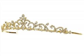 img 1 attached to Bridal Princess Rhinestones Crystal Flower Wedding Tiara Crown - Gold Plating T1178