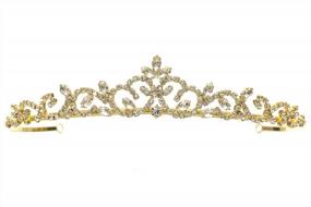 img 3 attached to Bridal Princess Rhinestones Crystal Flower Wedding Tiara Crown - Gold Plating T1178