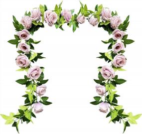 img 4 attached to 2 упаковки 14 футов светло-фиолетовый цветок розы лозы-идеально подходит для дома вечеринка в саду церемония на открытом воздухе свадебная арка цветочный декор