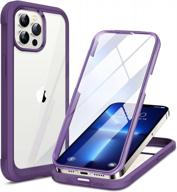 miracase glass iphone 13 pro case 6.1 inch, 2021 upgrade full-body clear bumper case with built-in 9h tempered glass screen protector for iphone 13 pro,purple logo