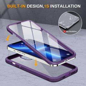 img 3 attached to Miracase Glass IPhone 13 Pro Case 6.1 Inch, 2021 Upgrade Full-Body Clear Bumper Case With Built-In 9H Tempered Glass Screen Protector For IPhone 13 Pro,Purple