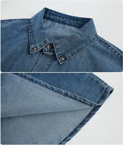 img 1 attached to Mens Denim Button Down Shirt - Long Sleeve Collared Casual Work Regular Fit Jean Top