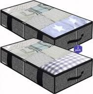 underbed fabric storage bags - 2 pack, linen-like black, with large clear window, 4 handles and 2 zippers. for clothes, blankets, bedding, foldable with sturdy structure - onlyeasy mxaubbss2p логотип