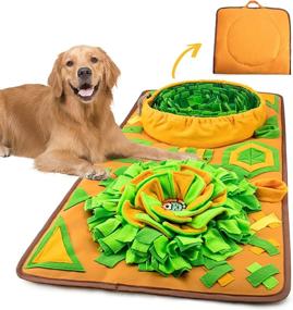img 4 attached to Обогащающие игры с кормлением для носа: AWOOF Snuffle Mat For Dogs - интерактивная игрушка-головоломка, коврик для кормления собак размером 34,6 x 19,6 дюйма, поощряющий естественные навыки поиска пищи, снятие стресса и медленное питание