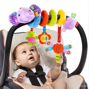 img 4 attached to 👶 Funsland Spiral Stroller Toy for Infants - Hanging Car Seat & Crib Toy Clip - Soft Plush Baby Toy for Boys and Girls from 3 Months & Up