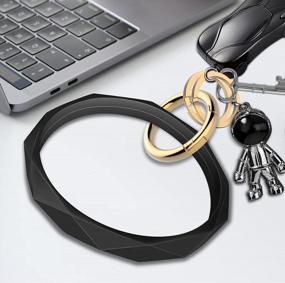 img 3 attached to Silicon Wristlet Keychain Bracelets - Stylish Circle Key Chain Ring Bangle Keyring For Women And Girls By Idakekiy
