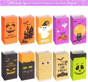img 3 attached to Halloween Candy Bag Set - 80 Pieces Of Goodie Bags For Trick Or Treating With 84 Stickers, Mini Paper Treat Bags For Snacks And Halloween Party Favors