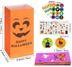 img 2 attached to Halloween Candy Bag Set - 80 Pieces Of Goodie Bags For Trick Or Treating With 84 Stickers, Mini Paper Treat Bags For Snacks And Halloween Party Favors