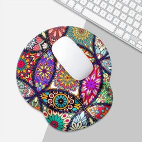 img 2 attached to 🌸 Enhance comfort and style with the Floral Mandala Mouse Pad: Wrist Rest Support, Non-Slip Rubber Base, Ergonomic Design – Ideal for Gaming and Work