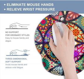 img 1 attached to 🌸 Enhance comfort and style with the Floral Mandala Mouse Pad: Wrist Rest Support, Non-Slip Rubber Base, Ergonomic Design – Ideal for Gaming and Work