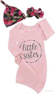 👶 cotton long sleeve baby gown: perfect stripe nightgown for newborns, baby boys, and girls - complete coming home outfit set logo