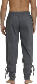 img 1 attached to Men'S Renaissance Pirate Costume Pants With Ankle Cuffs, Drawstrings For Viking Navigator Cosplay