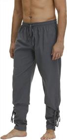 img 2 attached to Men'S Renaissance Pirate Costume Pants With Ankle Cuffs, Drawstrings For Viking Navigator Cosplay