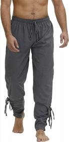 img 3 attached to Men'S Renaissance Pirate Costume Pants With Ankle Cuffs, Drawstrings For Viking Navigator Cosplay