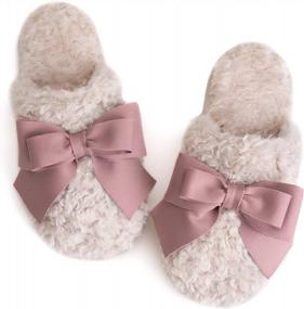 img 4 attached to Warm And Cozy: ULTRAIDEAS Women'S Fuzzy Slippers With Memory Foam And Bow For Indoor Comfort
