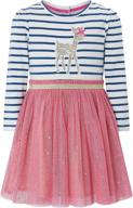 youlebao cartoon appliques striped dresses girls' clothing : dresses logo