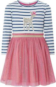 img 4 attached to Youlebao Cartoon Appliques Striped Dresses Girls' Clothing : Dresses