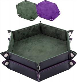 img 4 attached to Roll The Dice In Style With SIQUK'S 2-Piece Portable Leather Dice Trays - Hexagonal, Dark Green And Violet - Perfect For RPGs, DND, And Table Games!