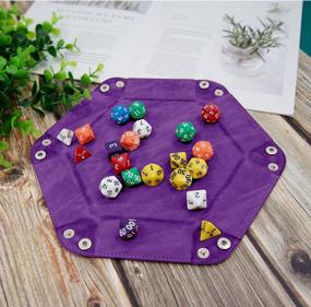 img 1 attached to Roll The Dice In Style With SIQUK'S 2-Piece Portable Leather Dice Trays - Hexagonal, Dark Green And Violet - Perfect For RPGs, DND, And Table Games!