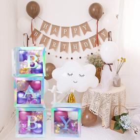 img 1 attached to Silver Transparent Baby Shower Blocks With Letter Decorations For Girls Boys Birthday Neutral Gender Reveal Party (4 PCS)