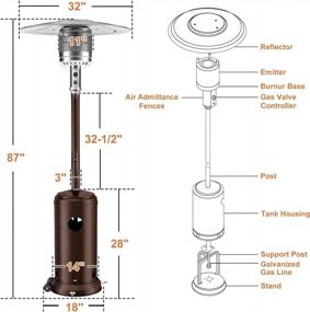 img 1 attached to 48000 BTU Propane Gas Patio Heater - DAILYLIFE Outdoor Standing Heating Lamp Tower For Garden, Veranda, Porch & Commercial Use With Wheels & Simple Ignition System In Bronze Finish