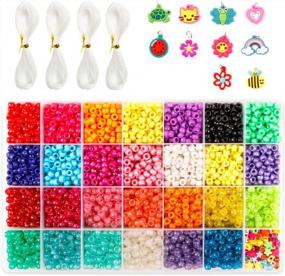 img 4 attached to Create Vibrant Bracelets With A 4,600 Piece Multi-Colored Pony Bead Set By INSCRAFT