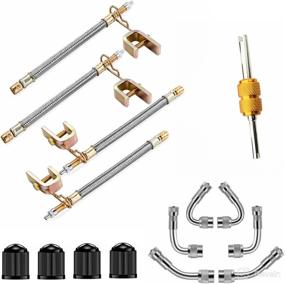 img 4 attached to Aracey Set of 2 Braided Valve Stem Extenders (7Inch & 12 Inch) with 6 Brass Tire Valve Stem Extensions (45°, 90°, 135°); Compatible with Most Cars and Trucks