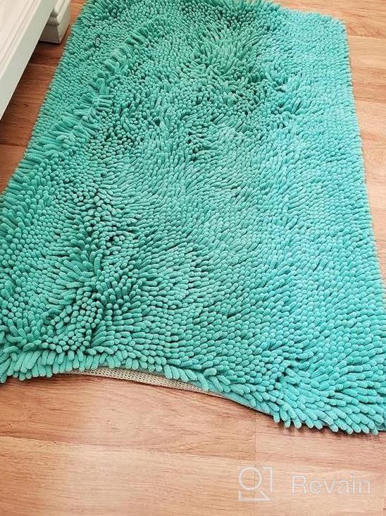 img 1 attached to 2 Piece Chenille Bath Mat Set, Non Slip Absorbent Shaggy Machine Washable/Dryable Smiry Bathroom Rugs And Mats For Tub, Shower (20" X 32"+16" X 24", Black) review by Asia Newell