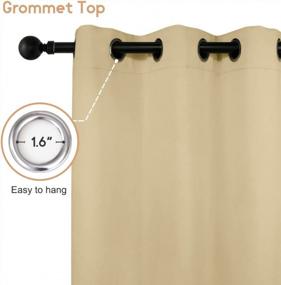 img 3 attached to Waterproof Outdoor Curtains For Patio With Grommet, Light Blocking & Thermal Insulation, Privacy Protection Blackout Drapes For Front Porch, Sliding Doors, Gazebos - Beige (1 Panel, 52 X 95 Inches)