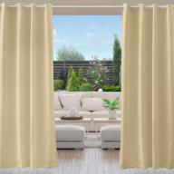 waterproof outdoor curtains for patio with grommet, light blocking & thermal insulation, privacy protection blackout drapes for front porch, sliding doors, gazebos - beige (1 panel, 52 x 95 inches) логотип