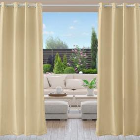 img 4 attached to Waterproof Outdoor Curtains For Patio With Grommet, Light Blocking & Thermal Insulation, Privacy Protection Blackout Drapes For Front Porch, Sliding Doors, Gazebos - Beige (1 Panel, 52 X 95 Inches)