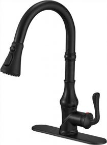img 4 attached to Matte Black BWE Kitchen Faucet With 3 Spray Modes And Pull Out Sprayer - High Arc Single Handle Gooseneck Sink Faucet For Farmhouse And Commercial Use - Lead-Free Single Lever With Deck Plate