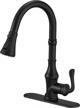 matte black bwe kitchen faucet with 3 spray modes and pull out sprayer - high arc single handle gooseneck sink faucet for farmhouse and commercial use - lead-free single lever with deck plate logo