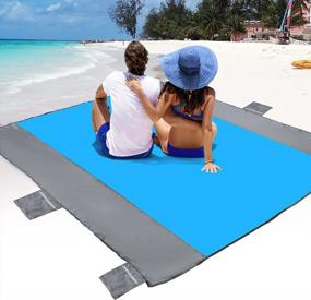 img 4 attached to Наслаждайтесь отдыхом на солнце с большим водонепроницаемым пескоустойчивым пляжным одеялом POPCHOSE для 4-7 взрослых!