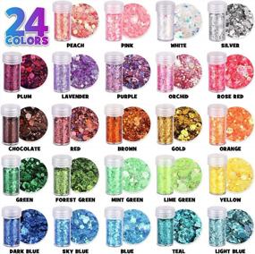 img 3 attached to 240G Holographic Craft Glitter Sequins & Fine Powder For Jewelry Art Epoxy, Resin Glitter For Nail Body Face Hair - YGDZ 24 Colors Chunky Glitter